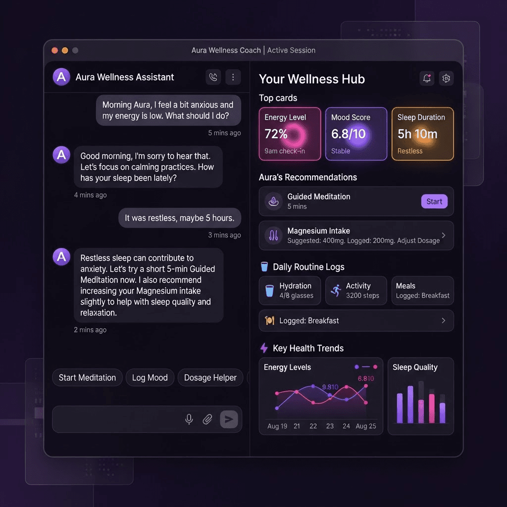 AI Wellness Assistant interface preview